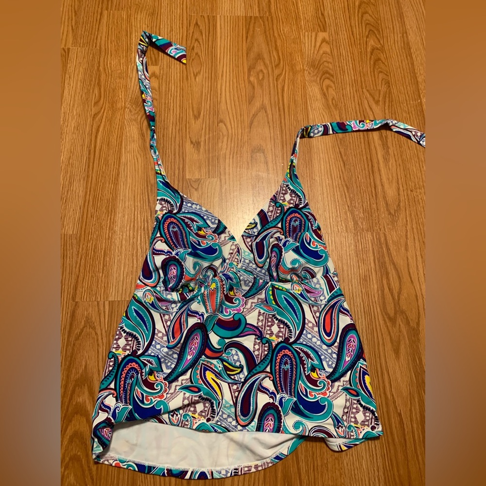 Swim suit top tie at neck